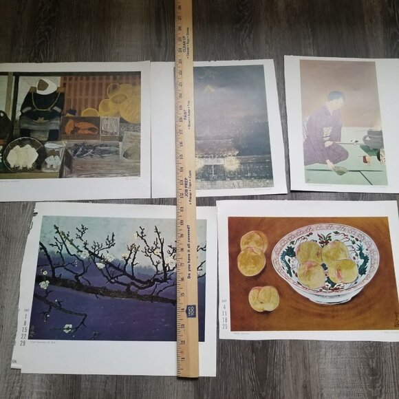 Asian Prints Full Color Art Pictures Frameable Vintage Calendar Book Pages VTG - Picture 5 of 16